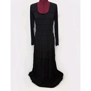 Linda Lundstrom Witchy Lettuce Tiered Long Sleeve Square Neck Maxi‎ Dress Sz 14